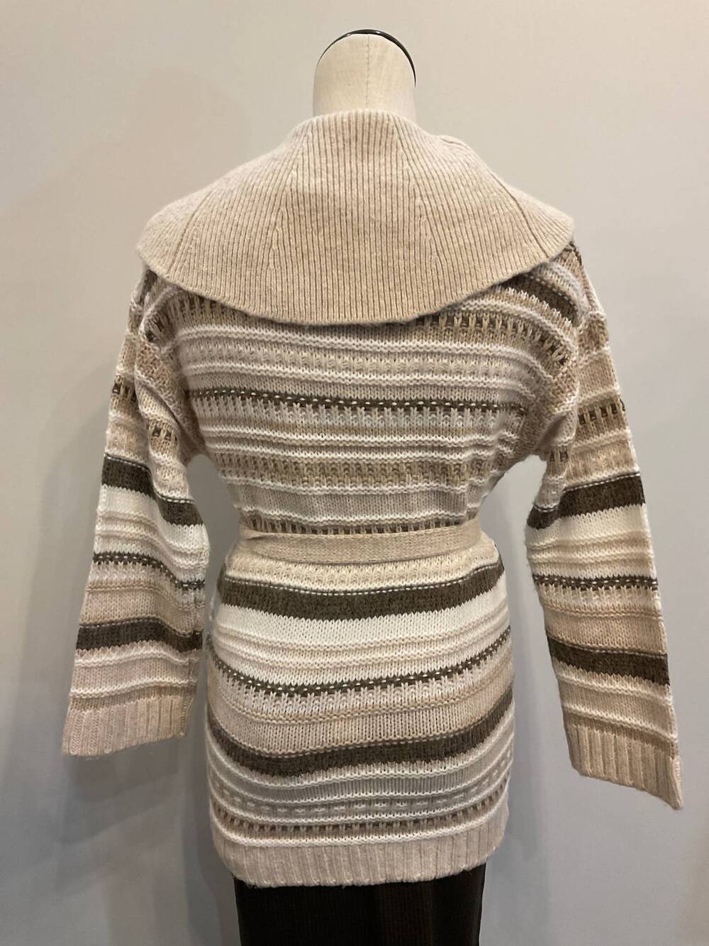 NEW STITCHES & STRIPES everett wrap cardigan in beige - Picture 4 of 4